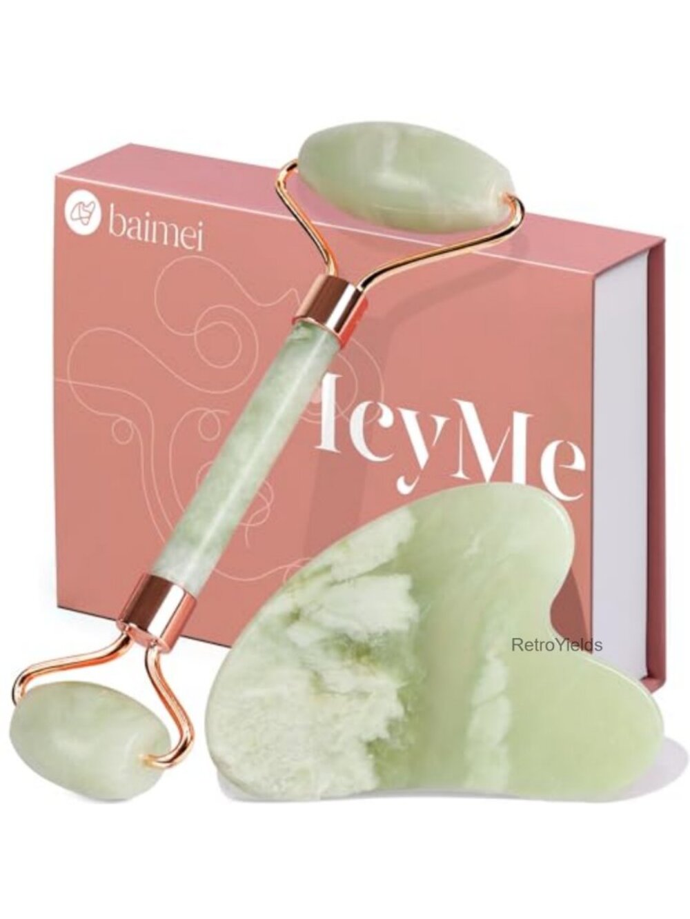 Jade Roller & Gua Sha Facial Tool Set Skin Care Face Massager